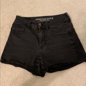 black jean shorts